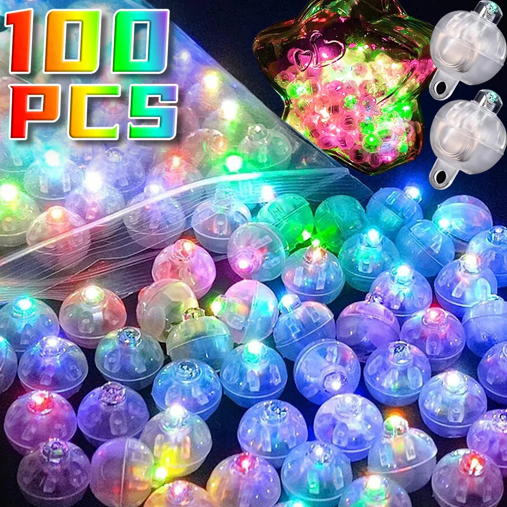 

100/10PCS Mini LED Balloon Light Flash Luminous Lantern Filler Decorated Tumbler Ball Lamp for Christmas Wedding Birthday Party