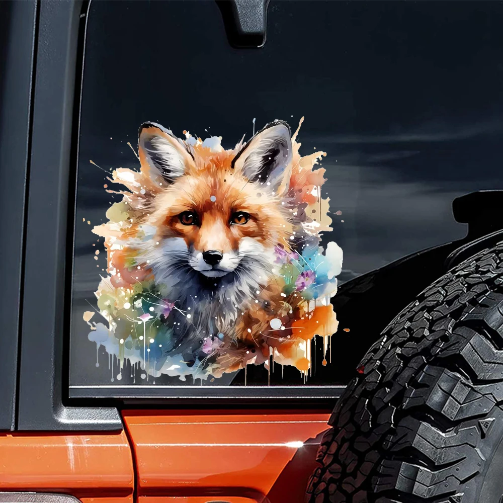 15x15cm Watercolor Fox Decal Sticker Self-Adhesive Car Window,  Laptop Decoration - Durable Automotive Exterior Accessories