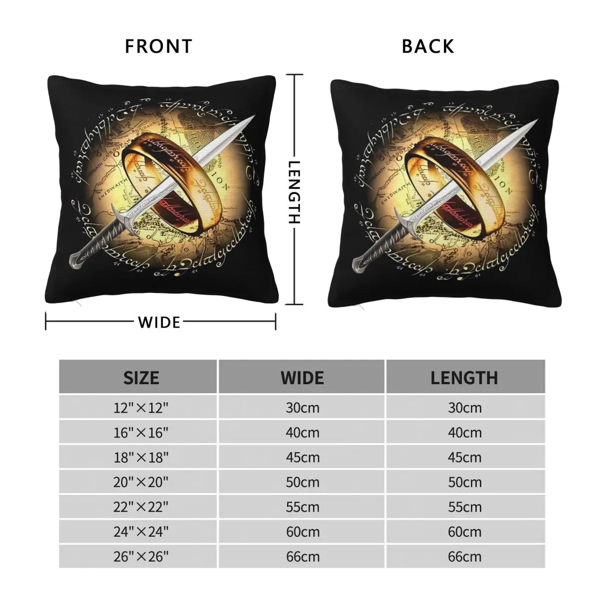 L-Lords Of The R-Rings Middle Earth Pillow Cover Cushion Cover Soft Printed Pillow Case Pillowcases For Wedding Party Home Decor