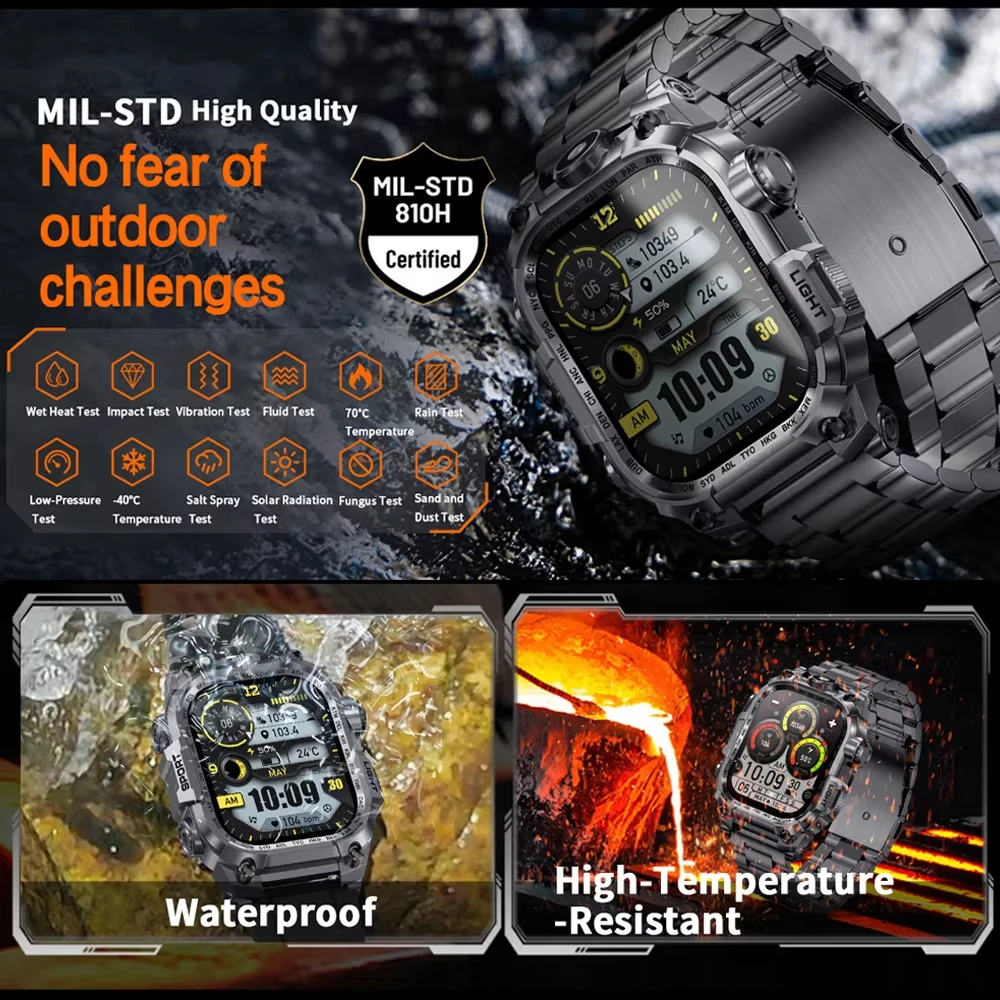 Para Huawei Xiaomi 2,01 pulgadas reloj inteligente hombres 650 mAh batería 150 + Fitness Tracker marcan Bluetooth llamada Smartwatch hombre nuevo 2025