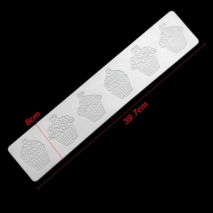 CT-5009 Cupcake Shapes Lace Soft 100% Platinum Silicone Cake Fondant Embossing Gum Paste Decorating Mold Tool