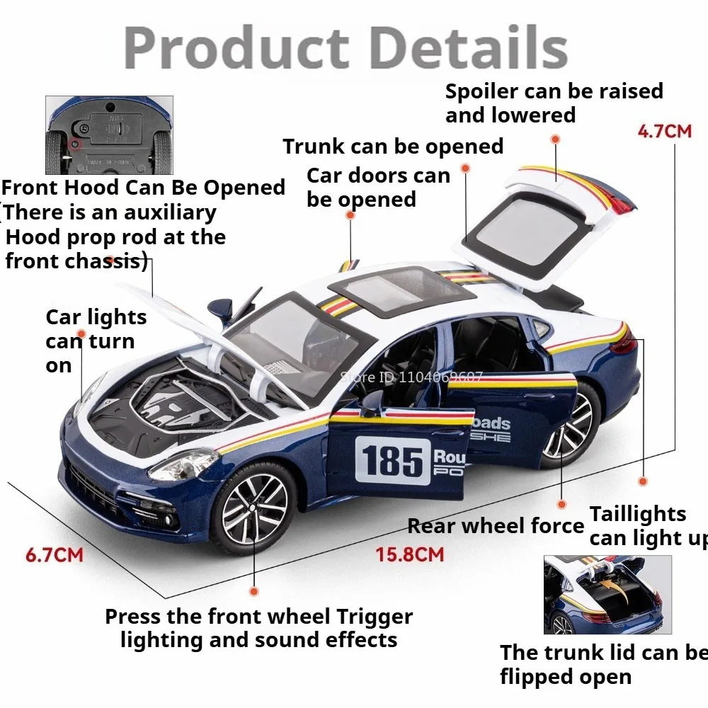 1:32 Panamera M4 Zabawki Samochody Modele Odlewane ze Stopu z Światłem i Muzyką Miniaturowy Supercar Model Pojazdu z Napędem Pull Back Prezent dla Dzieci i Dorosłych