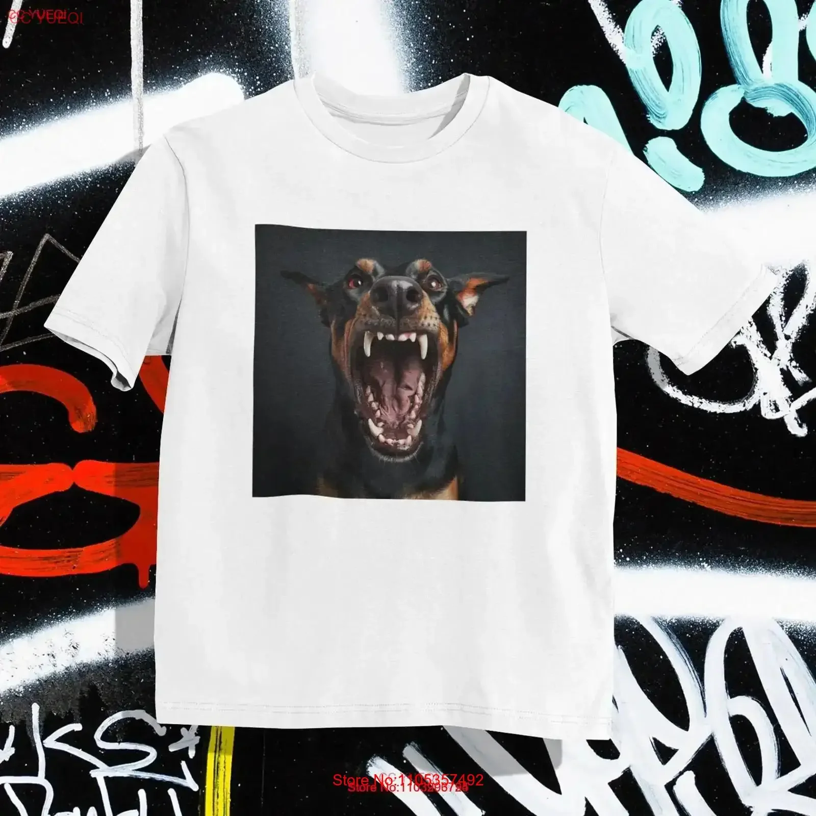 Doberman T shirt Canine Barking Watercolor Animals Artsy Cute Dog 100 Cotton vintage Washed Unisex Comfortable Stretched