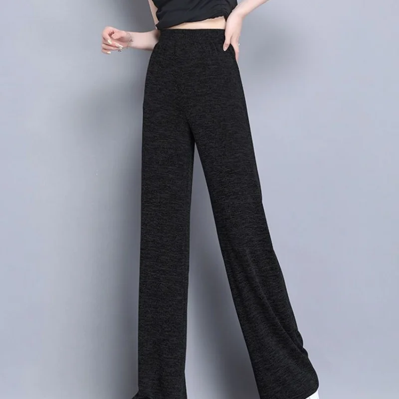 Street Casual Thin Loose All-match Wide Leg Pants Summer New Solid Color Plus Size Straight Pants Vintage Trend Women Clothing