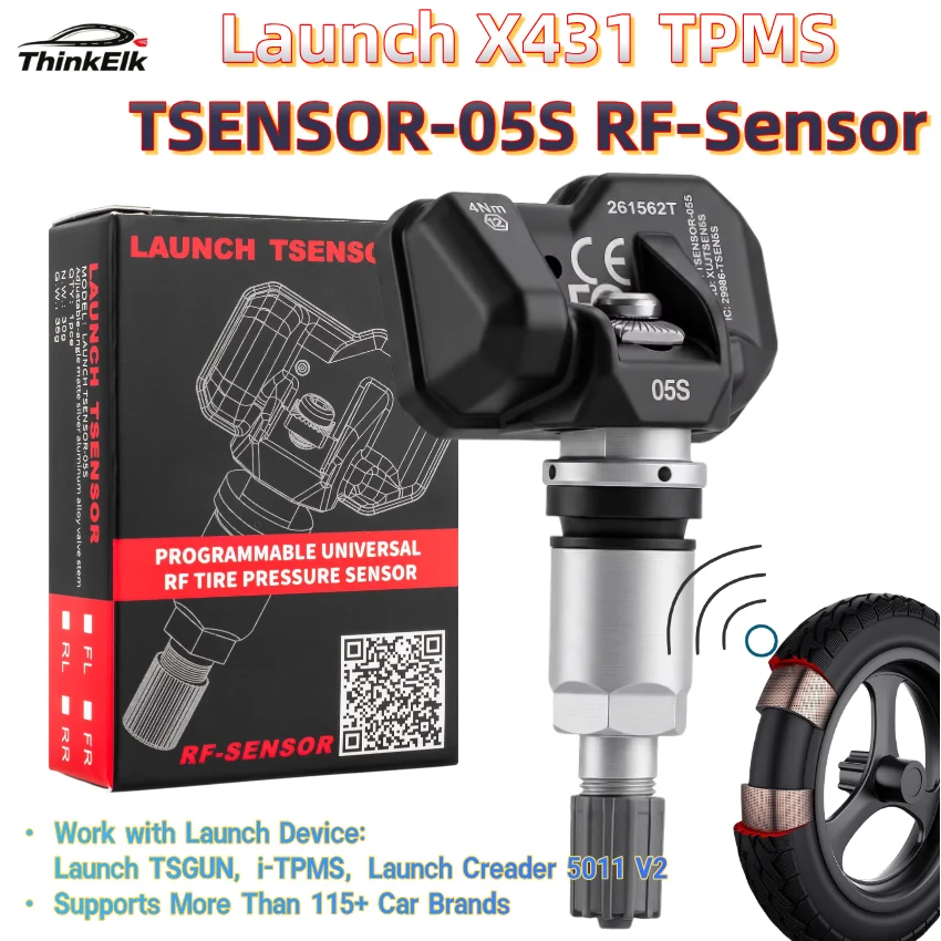 Unlimited TSENSOR-05S LAUNCH RF TPMS Sensor 315MHz 433MHz Car Tire Pressure Monitoring Sensor Work with CRT5011E I-TPMS TSGUN