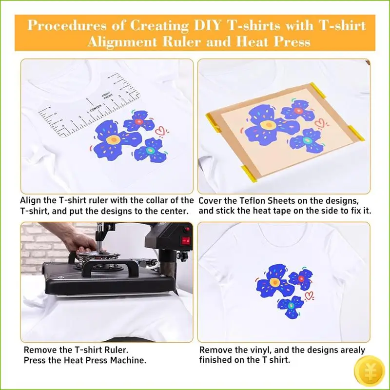 18 قطعة من ملحقات التسامي، أداة محاذاة الفينيل لدليل مسطرة التي شيرت، ضغط حراري، ورقة غير لاصقة، شريط مقاوم للحرارة #4