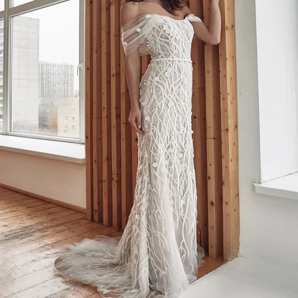 Gonna da vacanza al mare da donna Autunno che dimagrisce design a coda di pesce Abito sexy a fiori in pizzo con bretelle senza schienale per