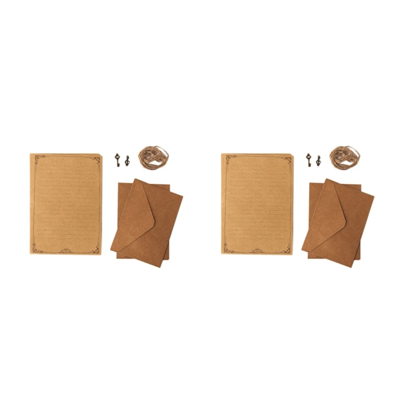 Papel de escrita vintage Kraft, papel estilo europeu para escrever cartas, papelaria, número 3, 24 pcs