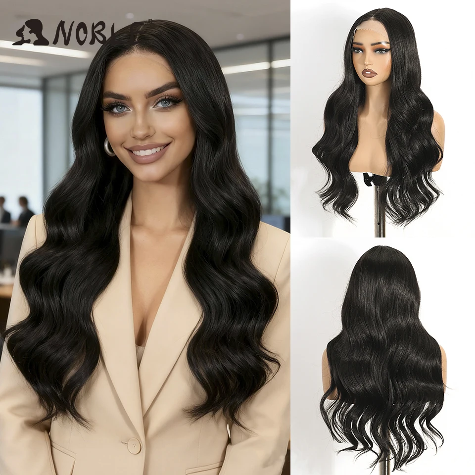 

Noble Synthetic Lace Front Wigs For Women 26 Inch Wavy Ombre Blonde Black Lace Wig Highlight Lace Front Wig Cosplay Lace Wigs