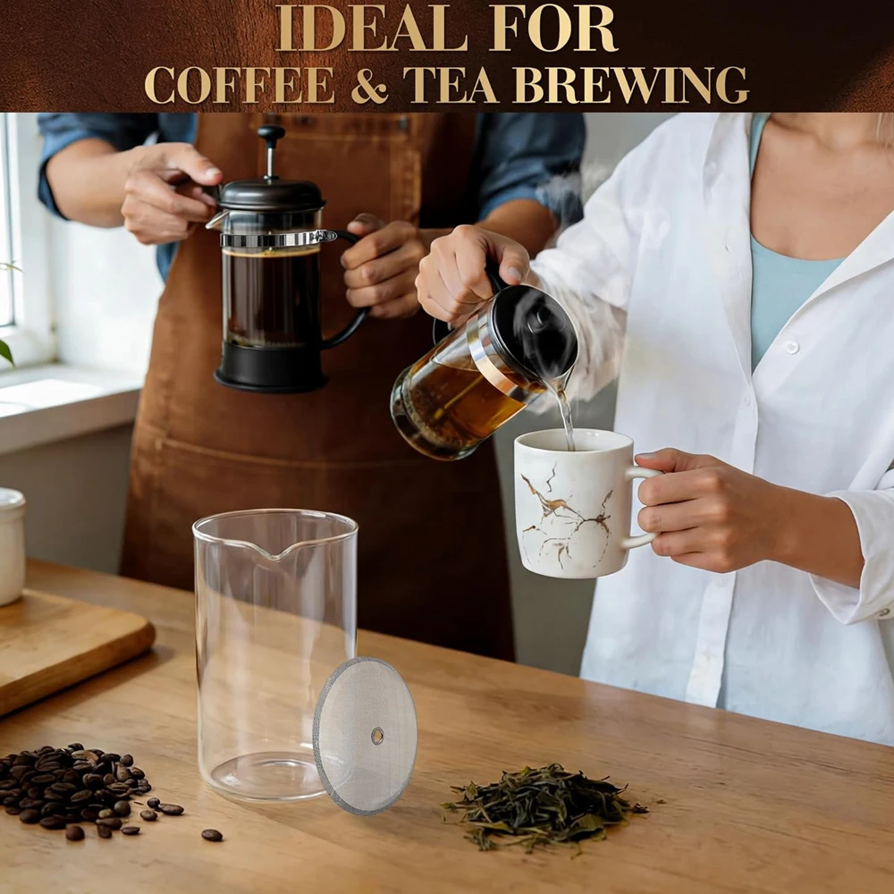 French Press Replacement Glass Universal Replacement Beaker for French Press Tea and Coffee Makers Borosilicate Spare Carafe