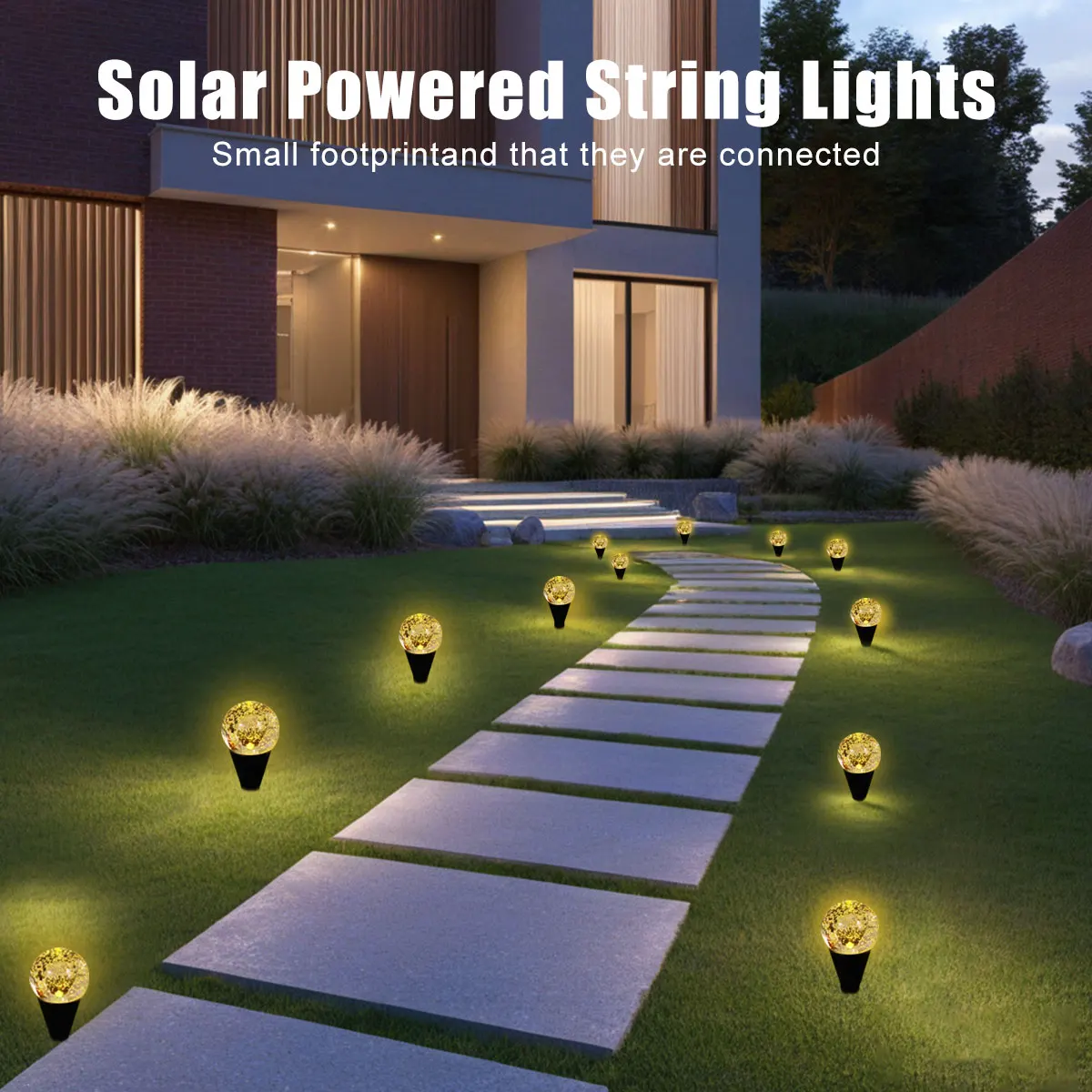 20/30LED Solar Crystal Bubble Ball String Light 8 Mode Warm White Outdoor Solar Fairy Lamp for Garden Lawn Decor Christmas Light