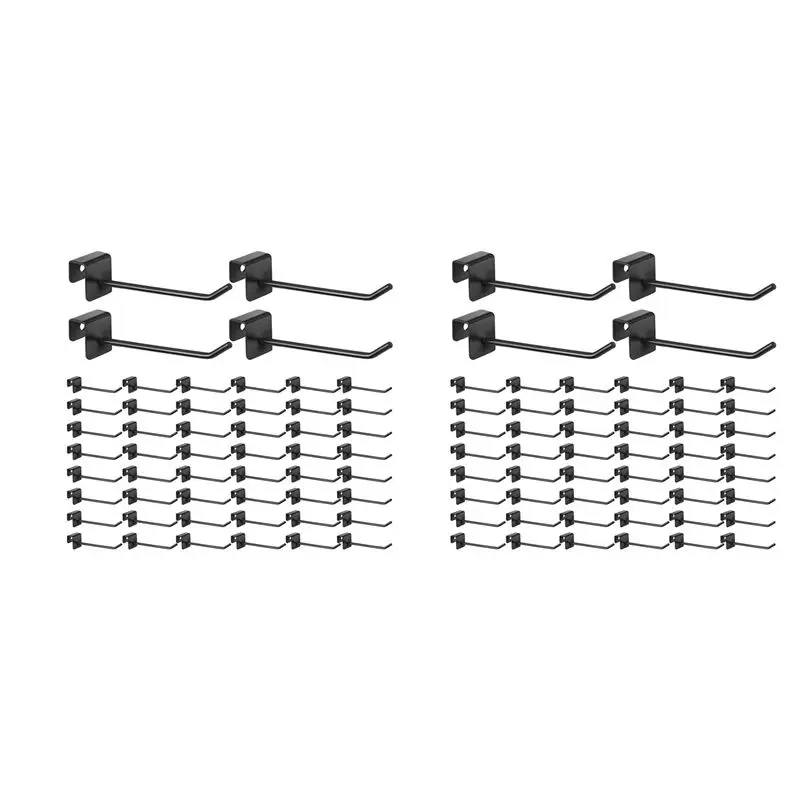 YLS-96 Pcs Gridwall Hooks 4 Inch Black Metal Panel Hook Hanger Square Tube Slatwall Hooks Cubicle Coat Hook Peg Hooks