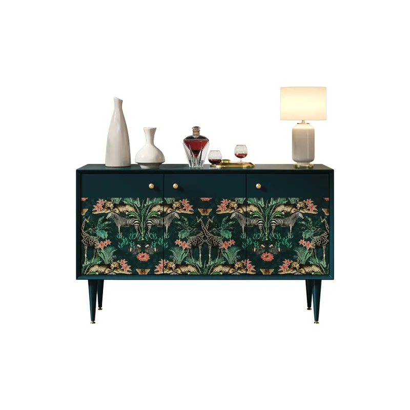 

American, painted, side cabinet, light luxury, living room, decoration, solid wood