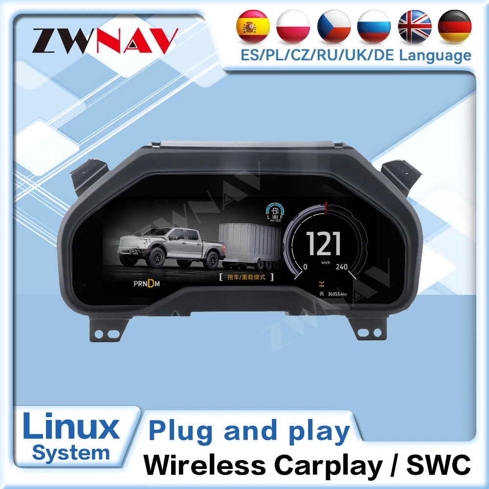 

12,3-дюймовый цифровой кластер приборной панели для Ford F150 2015-2020, виртуальный ЖК-дисплей, приборная панель, кабина, спидометр, датчик Plug-play