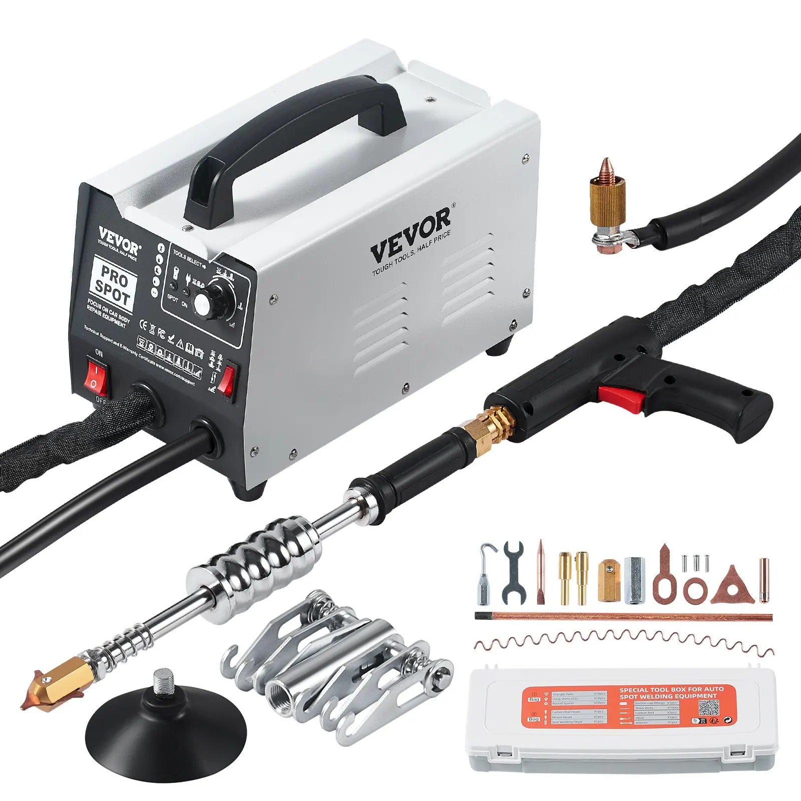 VEVOR Stud Welder Dent Repair Kit Auto Body Spot Welding Dent Puller Machine with 7 Welding Modes & Adjustable Power