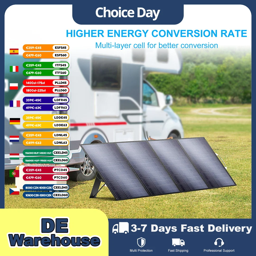 SolarPlay Faltbares Solarmodul 400W IP65 Wasserdichtes Tragbares Solarladegerät für Powerstation Wohnmobil Camping