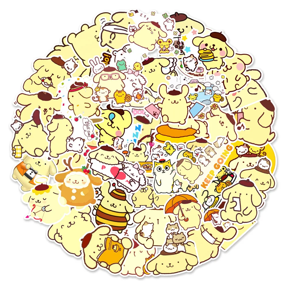 10/30/50pcs Sanrio Cute Pompom Purin Stickers Kawaii Cartoon Kids Sticker Toy Phone Notebook Suitcase Waterproof Graffiti Decals