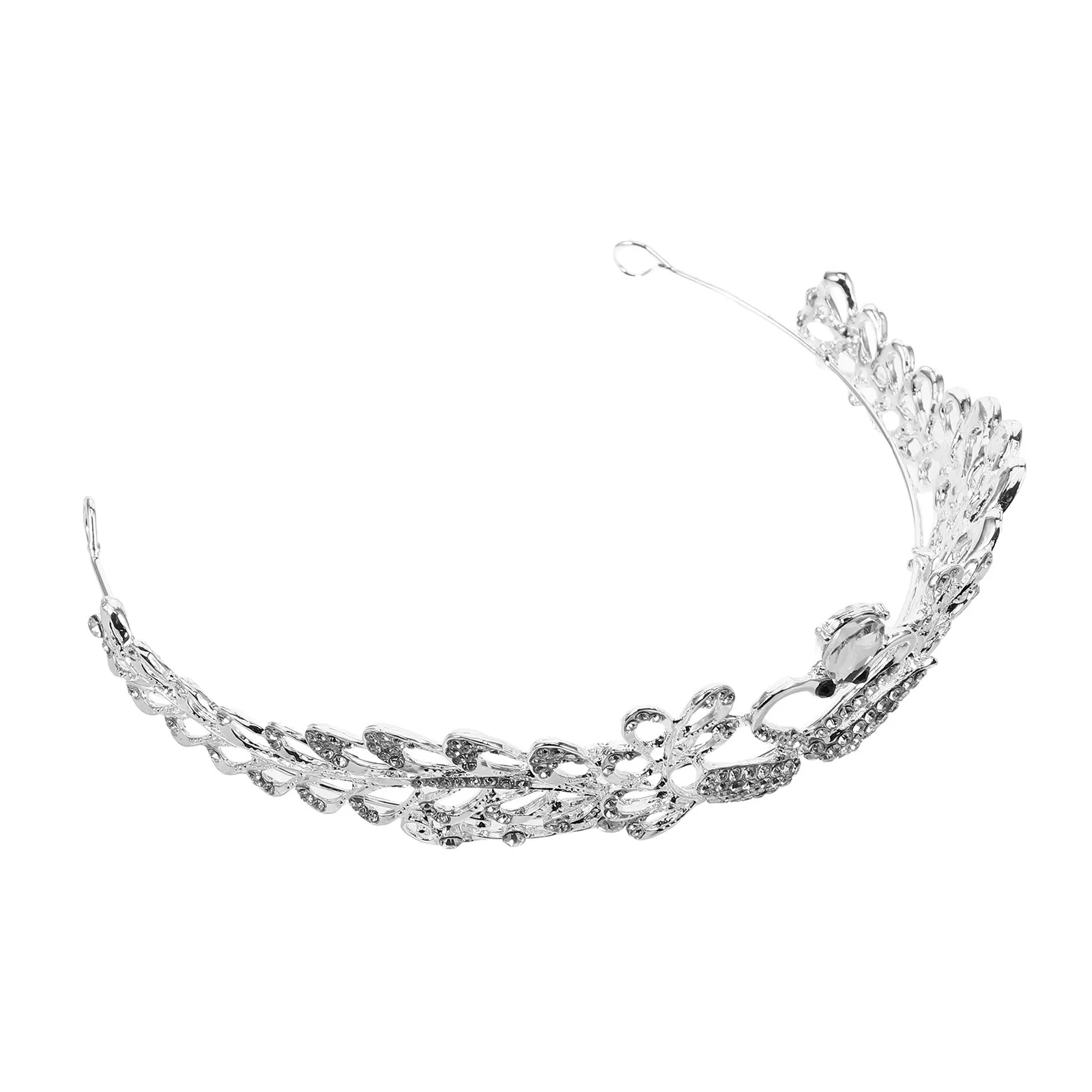 Swan Love Heart Bridal Crown Silver Crystal Wedding Tiara Elegant Hair Accessory Party Headpiece for Wedding Engagement