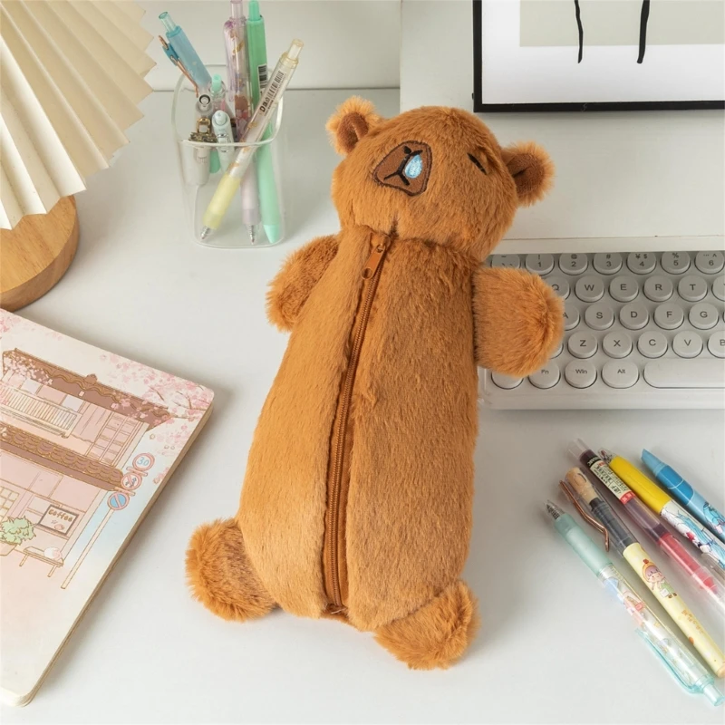 Plush Animal Pencil Case سعة كبيرة منظمي القلم القلم المحمولة للطالبات للطالبات.