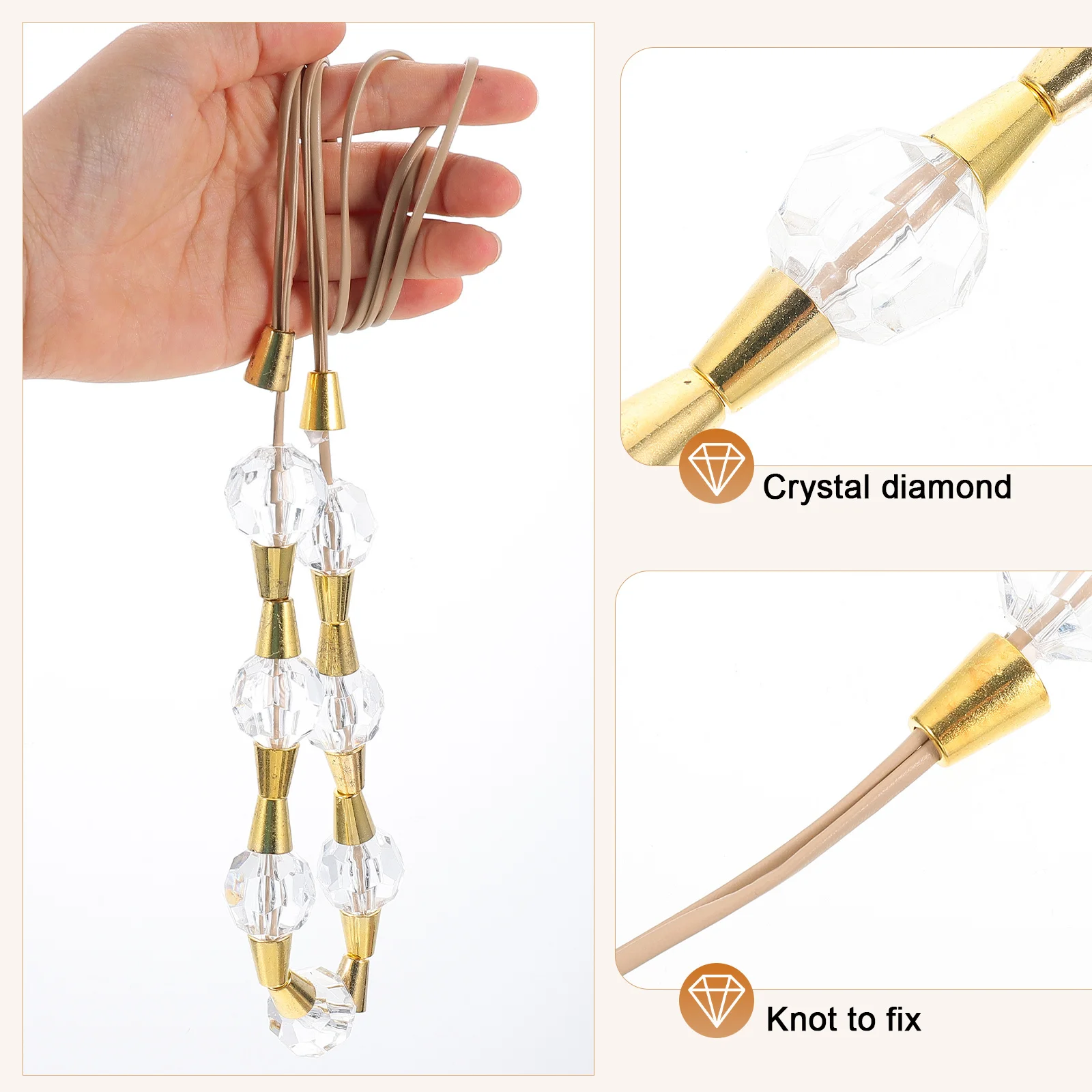 

2Pcs Crystal Curtain Tieback Set Elegant Decorative Rope Holdback for Living Room Bedroom Kitchen Home