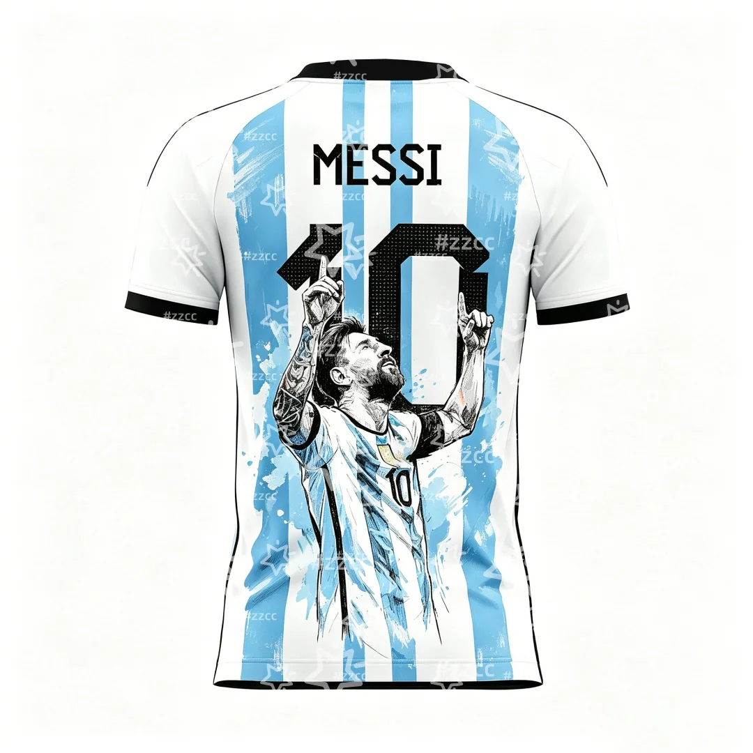 

25-26 Messi No.10 Football Jersey Training Kit Argentine Fans Gift Summer Sports Men's T-Shirt Kid's Clothing cycling jersey ﻿