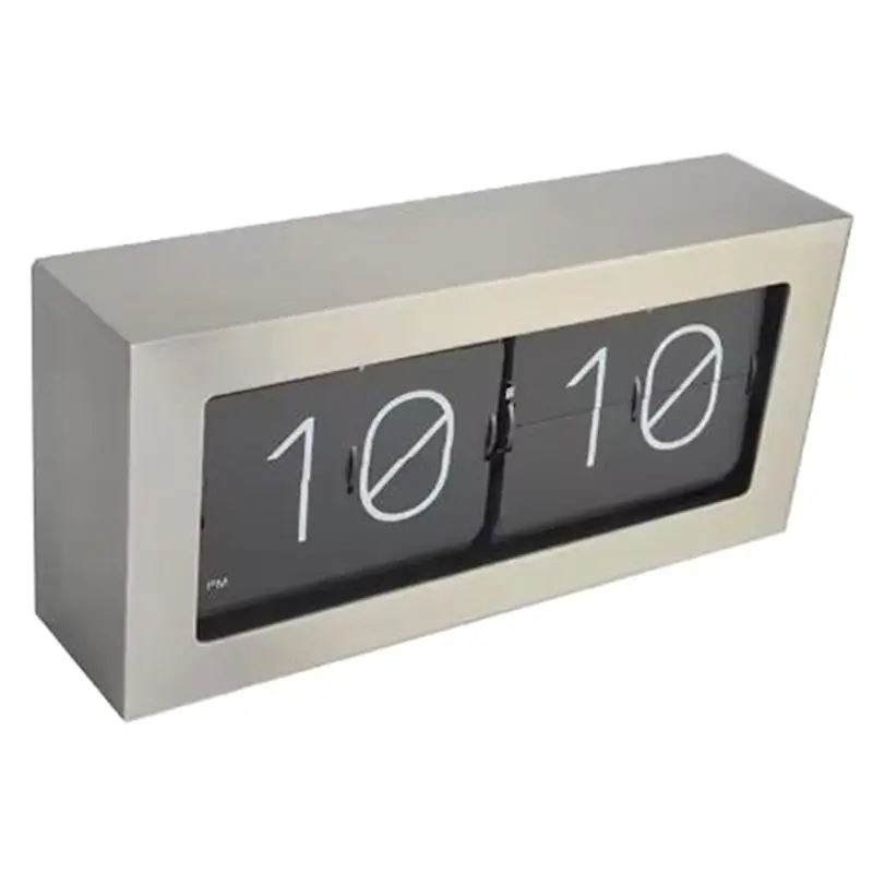 ABUI-Luxury Table Clock With Silver-Tone Metal Finish Silent Desk Clock Suitable For Offices