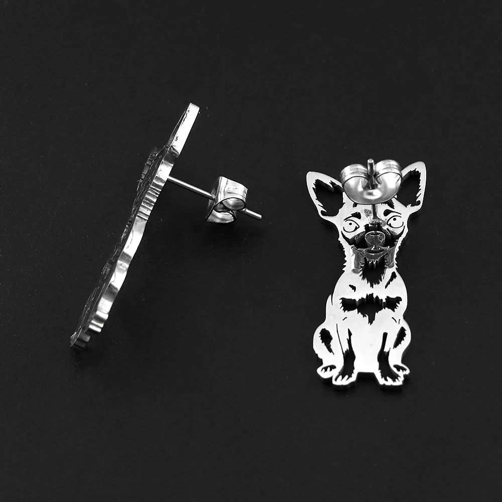 Stainless Steel Chihuahua Dog Stud Earrings for Women Gold Silver Color Cute Pet Animal Dogs Earrings Anti Allergy Jewelry Gift
