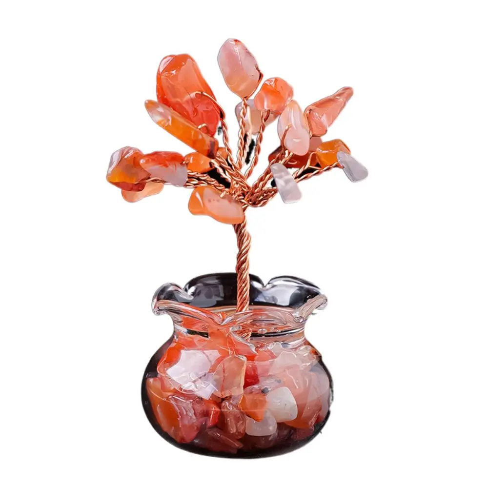Positive Energy Small Crystal Trees Handmade Feng Shui Decor Natural Aventurine Bonsai Chakra Healing Crystals Copper Wire