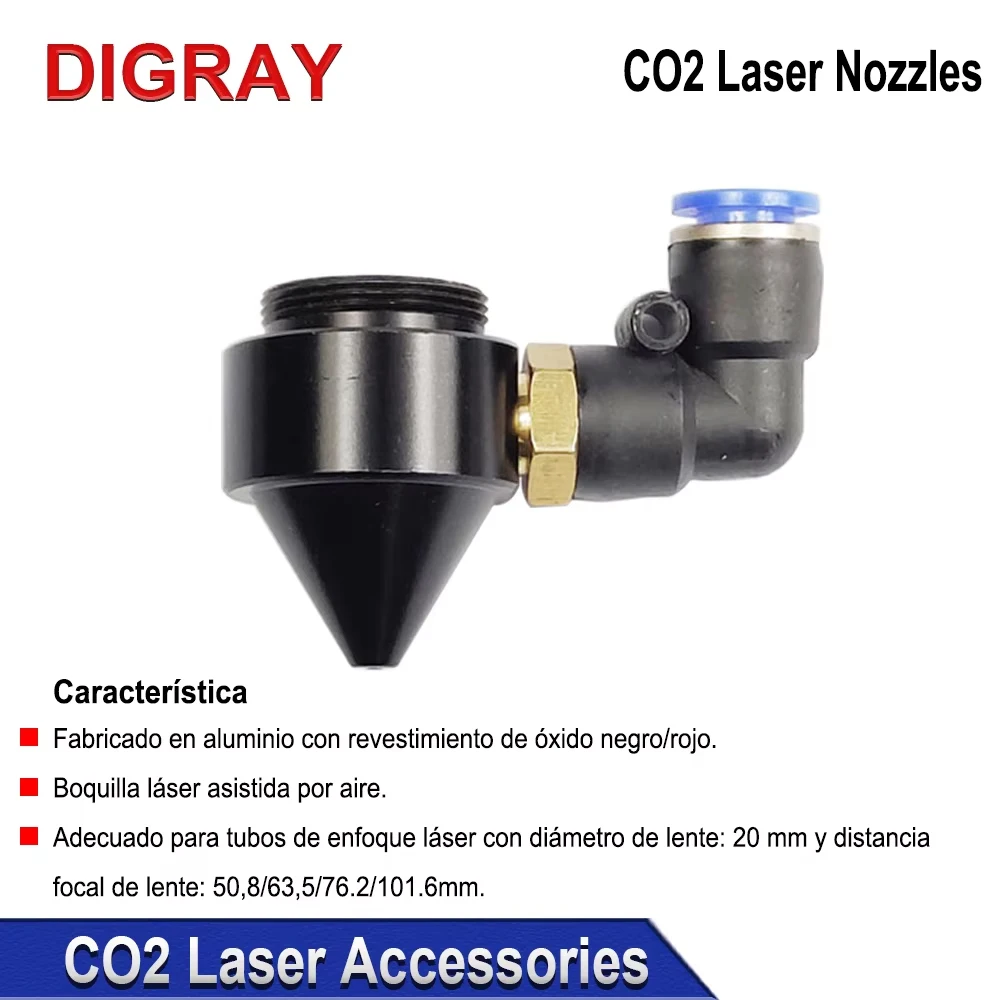 DIGRAY Co2 Laser Air Nozzle for Dia.20 FL50.8mm Focus Lens for Laser Head at CO2 Laser Cutting Machine
