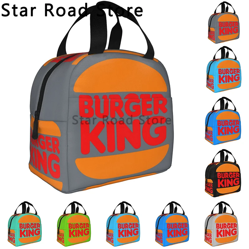 Funny Burger King Logo Adult Kid Lunch Bag Tote Bag Insulated Organizer Lunch Bag for Travel Hiking Picnic Beach School Office