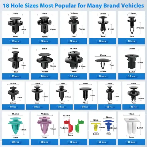 725 Bumper Clips Car Retainer Clips Plastic Fasteners Kit Auto Body Push Rivets Fender Liner Clip Set Toyota GM Ford Honda Chevy 10 best sales clip toyota - №4
