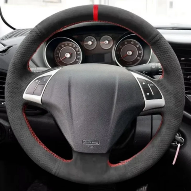 Suede Car Steering wheel Cover For Fiat Bravo Grande Punto Linea 2007 2008 2009-2019 Handle Cover Interior Car Accessories