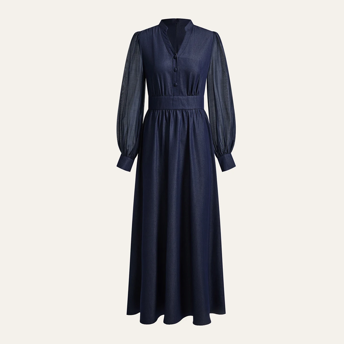 New Arrival: High-End Elegant Waist-Cinching Long Skirt with Flared Sleeve Design for Women's Shirt Dress