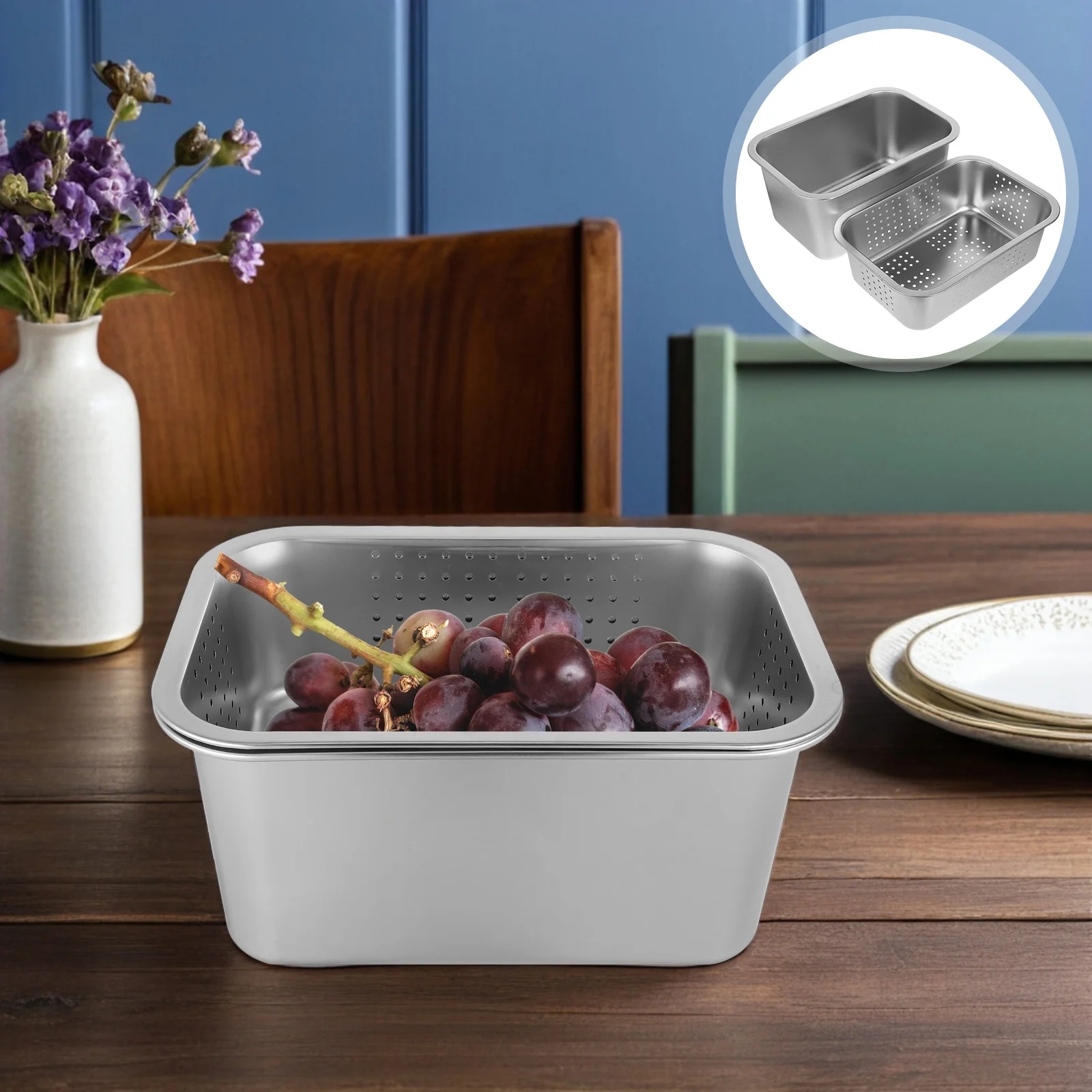 

1Set Stainless Steel Sink Strainer Fine Mesh Basket Vegetable Washing Kitchen Colander Kitchen Sink Drain Basket Food Catcher