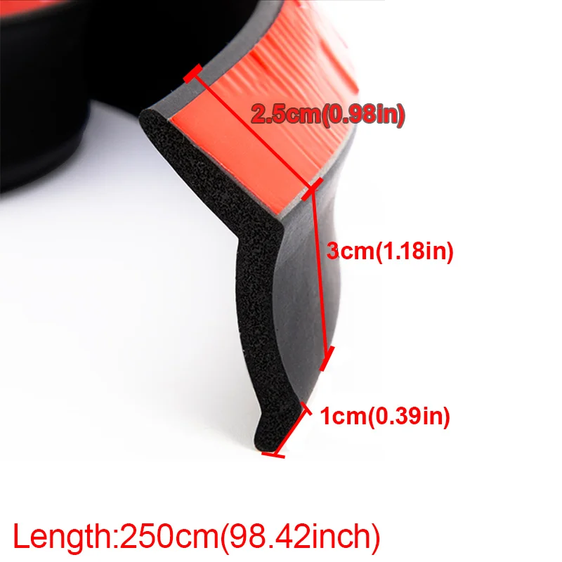 Universal Car Front Bumper Lip Rubber Protector, 2.5m