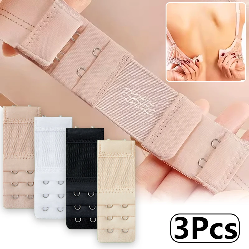 3 Pieces Bra Extender for Women's Elastic Bra Extension Strap Hook Clip Expander Adjustable Belt Buckle Intimates Accessories