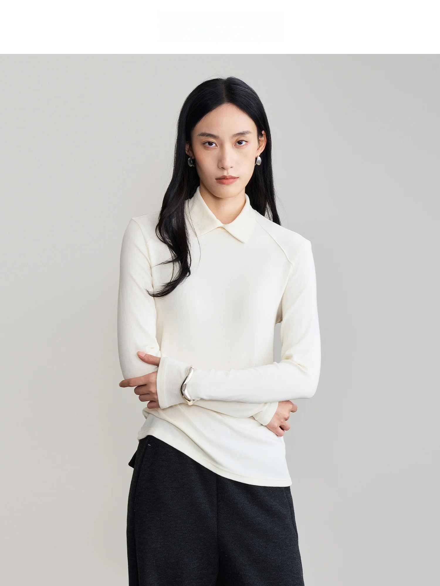 

Spring Hui Knitted Shirt Soft Skin Wool Cashmere Art Student Casual Style Long Sleeve Crew Neck Knitwear Women's Fashion