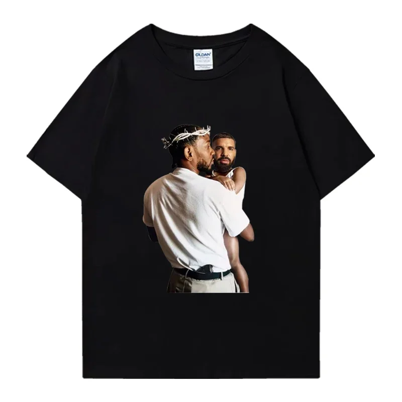 

Hip Hop Kendrick Lamar Holding Baby Drake T Shirts 2025 Men Women funny oversized short sleeve T-shirt Unisex 100% Cotton Tops