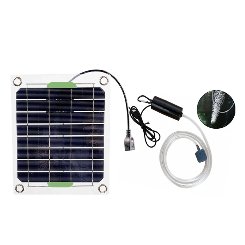 20W Aquarium Air Pump Solar Power Oxygenator for Fish Tank Oxygen Pump USB Charging Pond Water Pump