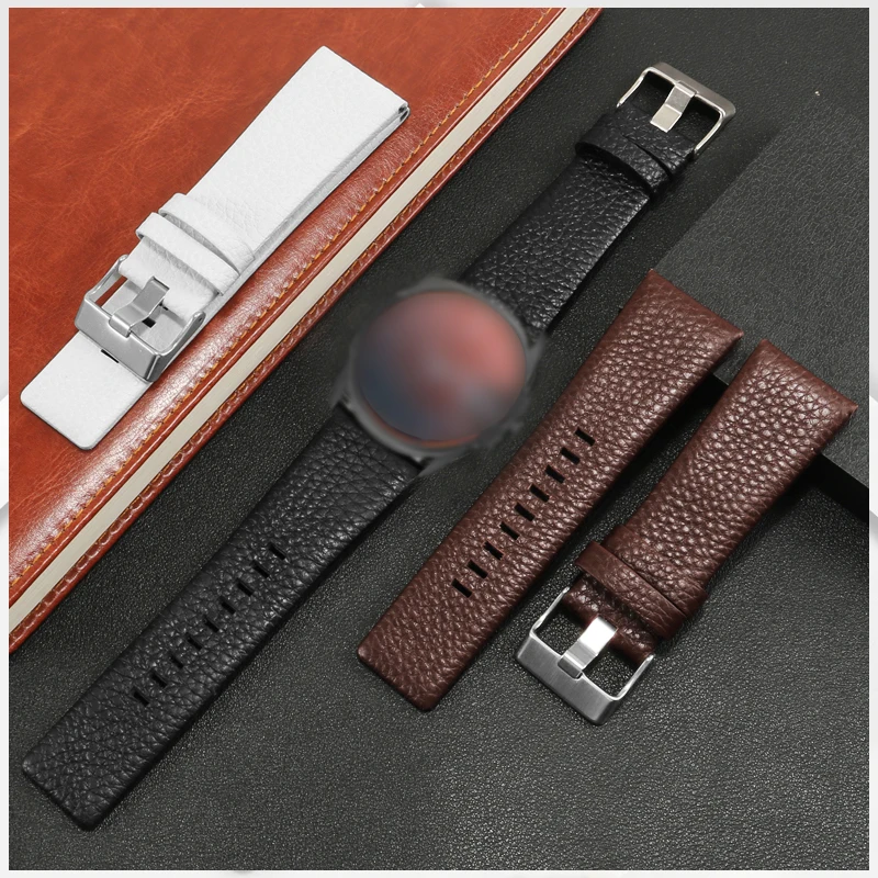 Genuine Leather watchband 22 24mm 26mm 27 28 30mm Litchi grain strap for diesel Watch band DZ7256 DZ4344 DZ1657 DZ1206 bracelet