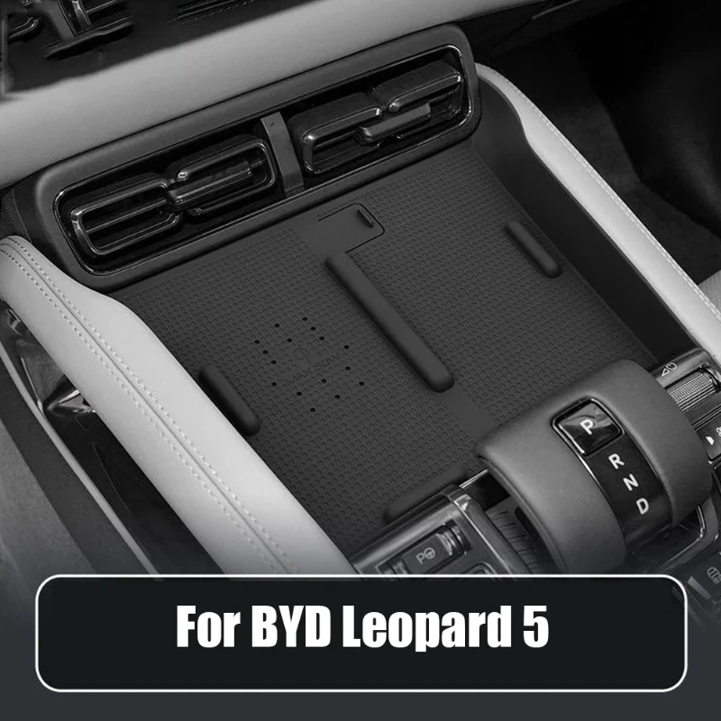 For BYD Leopard 5 2023 2024 Silicone  Car Wireless Charging Anti-slip Mat  Control Cup Slot Box Auto