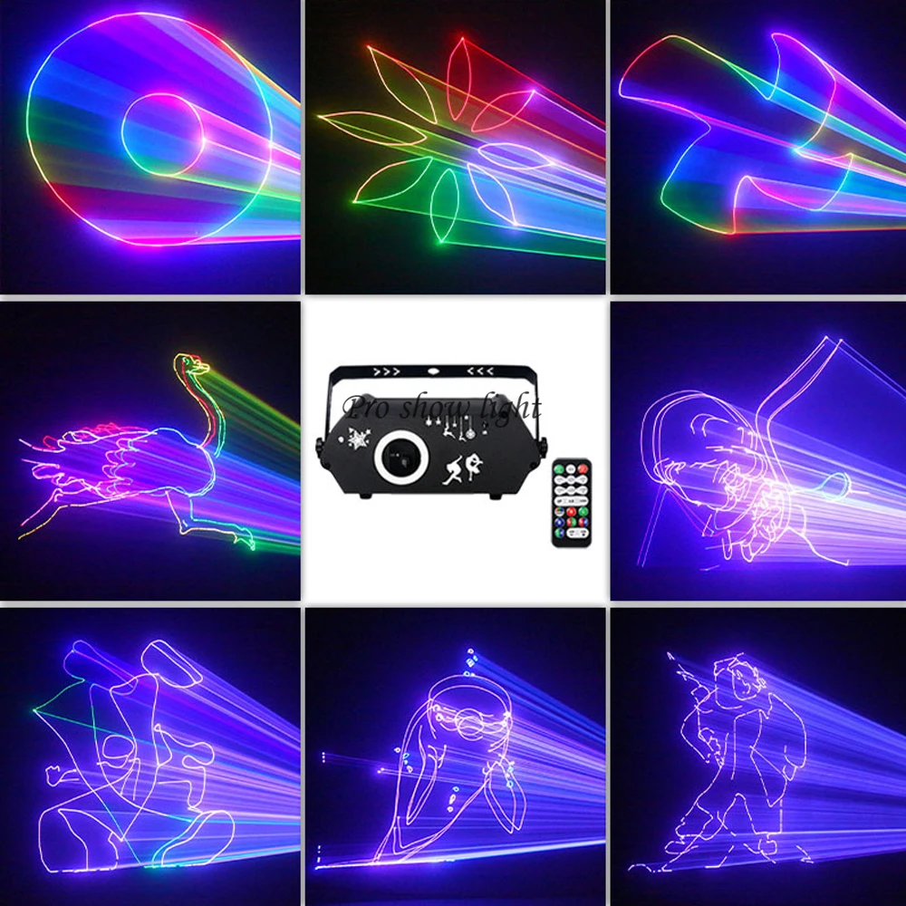 DJ ไฟสําหรับปาร์ตี้ 300mW RGB สีแสงเลเซอร์โปรเจคเตอร์ 15K 3D ภาพเคลื่อนไหวเลเซอร์พร้อมรีโมทคอนโทรล DMX Disco Light