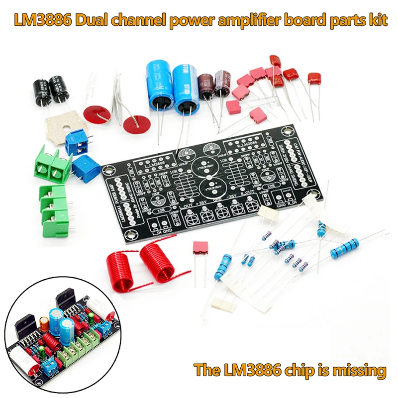 1Set LM3886 Amplifier Board DIY Kit Audio Power Amplifier Board Dual Channel Stereo Power Board PCBA Kit