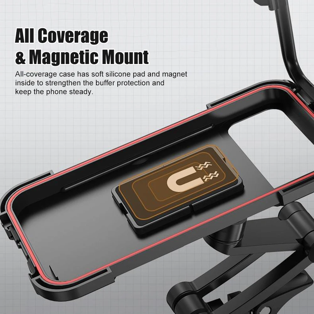 Motorcycle Phone Mount Waterproof Hard Shell Phone Case Holder 360° Adjustable Bike Cellphone Holder for 6.7 inches