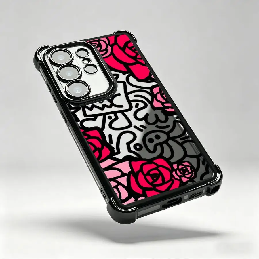 Red Rose Graffiti Art Case for Samsung Galaxy 25 S20 Ultra S22 Plus S21 S25Edge S24 FE S23 Note 20 Ultra Phone Cover