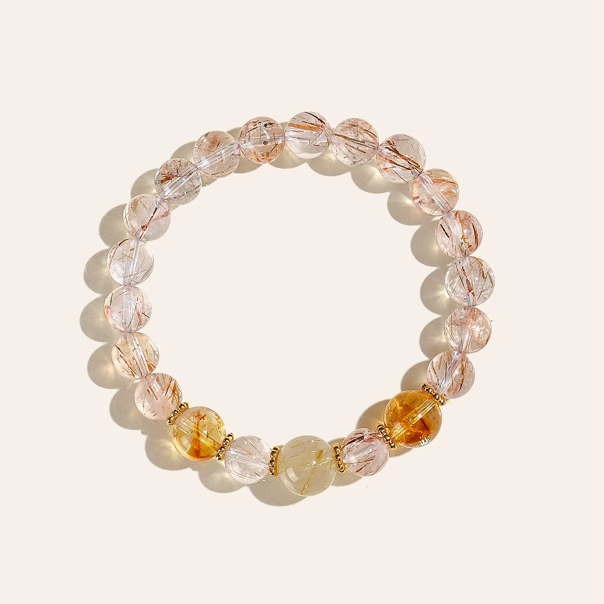 

8mm Natural Black Gold Super Seven Quartz Crystal Beaded Strand Women's Hand Bracelets Lucky Wealth - Attracting Bracelet 1442