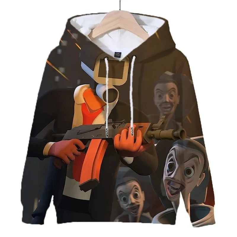 2025 العصرية والشعبية ثلاثية الأبعاد لعبة Skibidi المرحاض طباعة مقنعين البلوز بلوزة كاجوال بأكمام طويلة ملابس رياضية #2