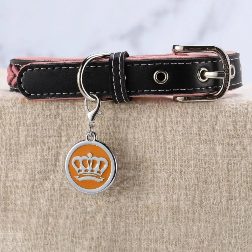 Dog Cat Tags Crown Pet ID Name Tag Personalized Zinc Alloy Pet Nameplate Loss Prevention Dog Collar Pendant For Cats Dogs