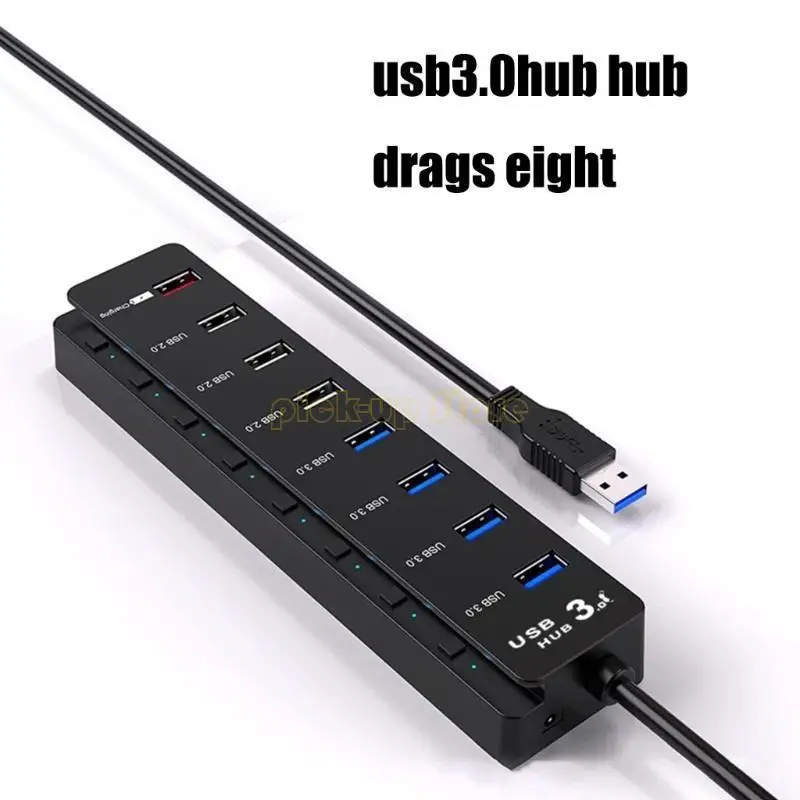 Q5WA 8 Port USB 2.0 Hub Multi USB -Hub с индивидуальными выключателями света