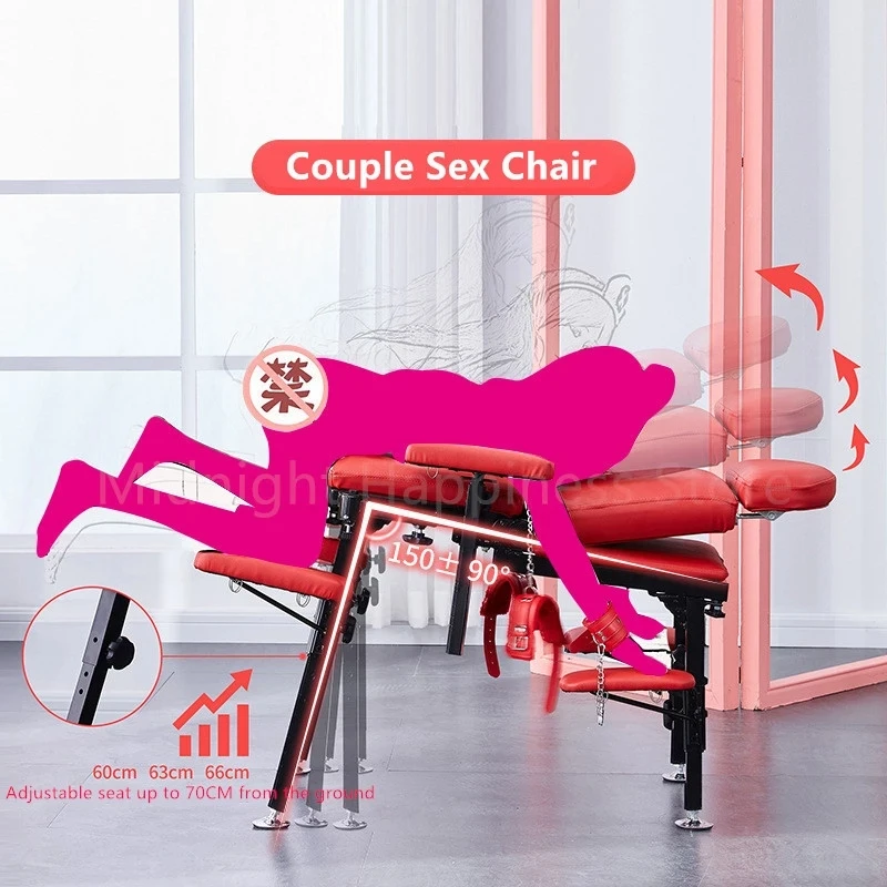 Couples Sex Aid Bondage Chair Bedroom Sex Furniture Women Men Slave Training Tools SM Stool Handcuffs Gear Adult AV Sex Chair